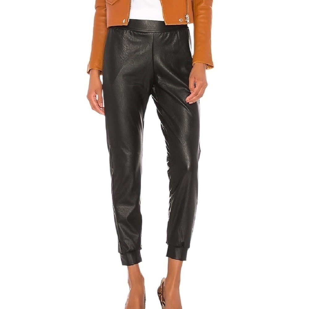 COMMANDO Faux Leather Jogger Pants Size Small in Black